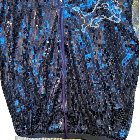 Detroit Lions Women’s One Size Blue & Silver Sequined Jacket - Picture 7 of 10